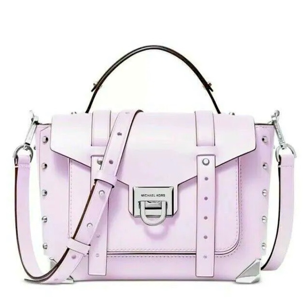 Michael Kors ManhattanSmall Leather Crossbody Lavender Mist/Sliver Original Pkg